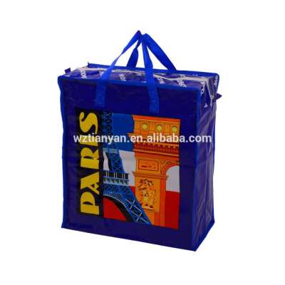 bopp laminated pp woven bag with handle and zipper